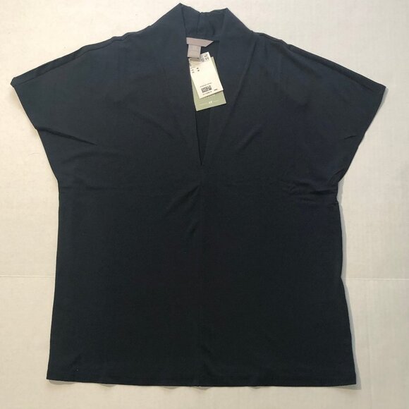 H & M Conscious Black Blouse Short Sleeves     Size M - Picture 1 of 16